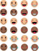 emoji de dibujos animados vectoriales expresiones variadas hombres y mujeres felices vector