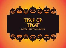 Halloween Trick or Treat Banner Template With Pumpkin faces vector design template