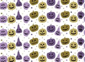 Halloween pattern with cute pumpkin face vector seamless background