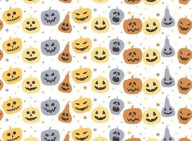 patrón de halloween con lindo fondo transparente de vector de cara de calabaza