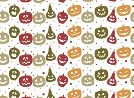 patrón de halloween con lindo fondo transparente de vector de cara de calabaza