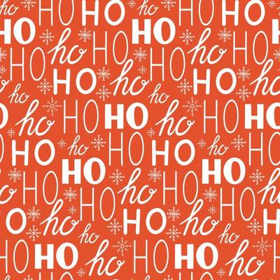 Hohoho pattern, Santa Claus laugh. Seamless texture for Christmas design. Vector red background with handwritten words ho