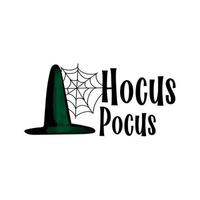 Witch hat Halloween illustration with text Hocus Pocus isolated on white background vector