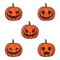 Pumpkin set halloween, funny and scary face vector