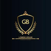 letra gb inicial con plantilla real.elegante con vector de logotipo de corona, ilustración de vector de logotipo de letras creativas.