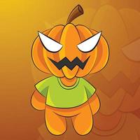 dibujos animados de calabaza naranja en el día de halloween vector