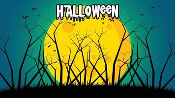 Halloween's day background -Trees on ground front the moon vector