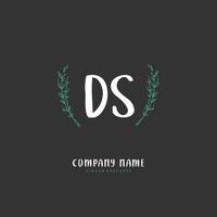 ds escritura a mano inicial y diseño de logotipo de firma con círculo. hermoso diseño de logotipo escrito a mano para moda, equipo, boda, logotipo de lujo. vector