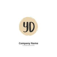 YD Initial handwriting and signature logo design with circle. Beautiful design handwritten logo for fashion, team, wedding, luxury logo. vector
