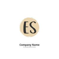 ES Initial handwriting and signature logo design with circle. Beautiful design handwritten logo for fashion, team, wedding, luxury logo. vector