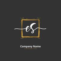 ES Initial handwriting and signature logo design with circle. Beautiful design handwritten logo for fashion, team, wedding, luxury logo. vector