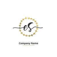 ES Initial handwriting and signature logo design with circle. Beautiful design handwritten logo for fashion, team, wedding, luxury logo. vector
