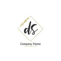 DS Initial handwriting and signature logo design with circle. Beautiful design handwritten logo for fashion, team, wedding, luxury logo. vector