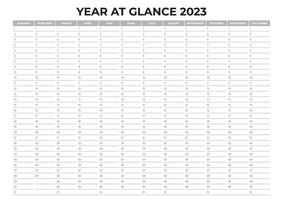 Year at Glance 2023, planner with sample design vector