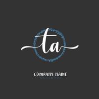 TA Initial handwriting and signature logo design with circle. Beautiful design handwritten logo for fashion, team, wedding, luxury logo. vector