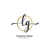 Letra inicial de lg y diseño de logotipo de firma con círculo. hermoso diseño de logotipo escrito a mano para moda, equipo, boda, logotipo de lujo. vector