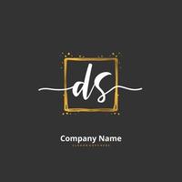 ds escritura a mano inicial y diseño de logotipo de firma con círculo. hermoso diseño de logotipo escrito a mano para moda, equipo, boda, logotipo de lujo. vector