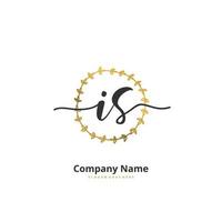 IS Initial handwriting and signature logo design with circle. Beautiful design handwritten logo for fashion, team, wedding, luxury logo. vector