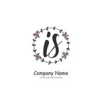 IS Initial handwriting and signature logo design with circle. Beautiful design handwritten logo for fashion, team, wedding, luxury logo. vector