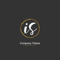 IS Initial handwriting and signature logo design with circle. Beautiful design handwritten logo for fashion, team, wedding, luxury logo. vector