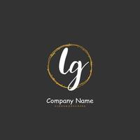 LG Initial handwriting and signature logo design with circle. Beautiful design handwritten logo for fashion, team, wedding, luxury logo. vector