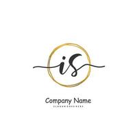 IS Initial handwriting and signature logo design with circle. Beautiful design handwritten logo for fashion, team, wedding, luxury logo. vector