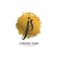 JS Initial handwriting and signature logo design with circle. Beautiful design handwritten logo for fashion, team, wedding, luxury logo. vector