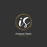 IS Initial handwriting and signature logo design with circle. Beautiful design handwritten logo for fashion, team, wedding, luxury logo. vector