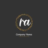 RA Initial handwriting and signature logo design with circle. Beautiful design handwritten logo for fashion, team, wedding, luxury logo. vector