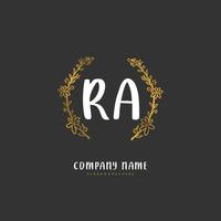 ra escritura inicial a mano y diseño de logotipo de firma con círculo. hermoso diseño de logotipo escrito a mano para moda, equipo, boda, logotipo de lujo. vector