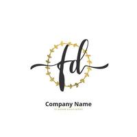 FD Initial handwriting and signature logo design with circle. Beautiful design handwritten logo for fashion, team, wedding, luxury logo. vector