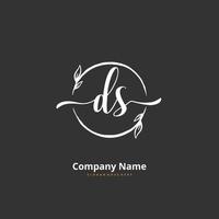 DS Initial handwriting and signature logo design with circle. Beautiful design handwritten logo for fashion, team, wedding, luxury logo. vector