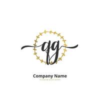 qg escritura a mano inicial y diseño de logotipo de firma con círculo. hermoso diseño de logotipo escrito a mano para moda, equipo, boda, logotipo de lujo. vector