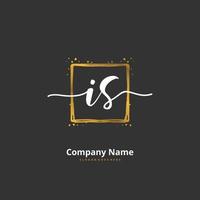 IS Initial handwriting and signature logo design with circle. Beautiful design handwritten logo for fashion, team, wedding, luxury logo. vector
