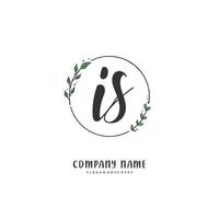 IS Initial handwriting and signature logo design with circle. Beautiful design handwritten logo for fashion, team, wedding, luxury logo. vector