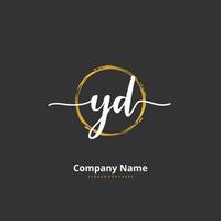 yd escritura a mano inicial y diseño de logotipo de firma con círculo. hermoso diseño de logotipo escrito a mano para moda, equipo, boda, logotipo de lujo. vector