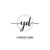 YD Initial handwriting and signature logo design with circle. Beautiful design handwritten logo for fashion, team, wedding, luxury logo. vector