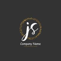 JS Initial handwriting and signature logo design with circle. Beautiful design handwritten logo for fashion, team, wedding, luxury logo. vector