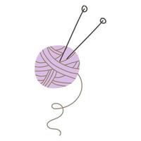 Doodle ball of yarn and knitting needles. Vector illustration.