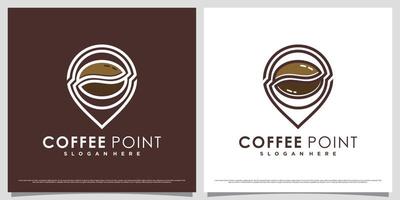 plantilla de diseño de logotipo de punto de café para cafetería o restaurante con icono de ubicación y elemento creativo vector