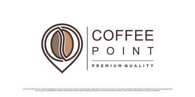 Coffee point logo design template for cafe or restaurant with location icon and creative element vector