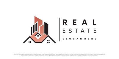 Real estate building logo design template with modern concept and creative element vector