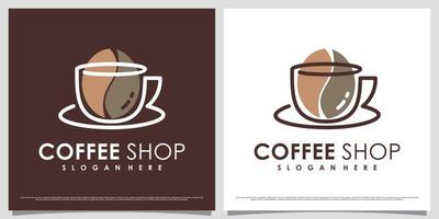 plantilla de diseño de logotipo de café para cafetería o restaurante con icono de taza y elemento creativo vector