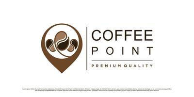 plantilla de diseño de logotipo de punto de café para cafetería o restaurante con icono de ubicación y elemento creativo vector