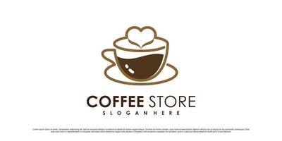 Coffee logo design template for cafe or restaurant with cup icon and creative element vector