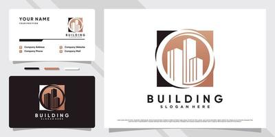 Building architecture logo design illustration with creative concept and business card template vector