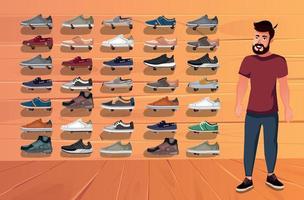 The seller is standing in the shoe store vector