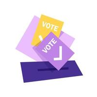 Puts voting ballot in ballot box. Voting and election concept vector