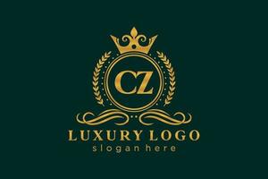 Initial CZ Letter Royal Luxury Logo template in vector art for Restaurant, Royalty, Boutique, Cafe, Hotel, Heraldic, Jewelry, Fashion and other vector illustration.