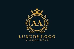 Initial AA Letter Royal Luxury Logo template in vector art for Restaurant, Royalty, Boutique, Cafe, Hotel, Heraldic, Jewelry, Fashion and other vector illustration.